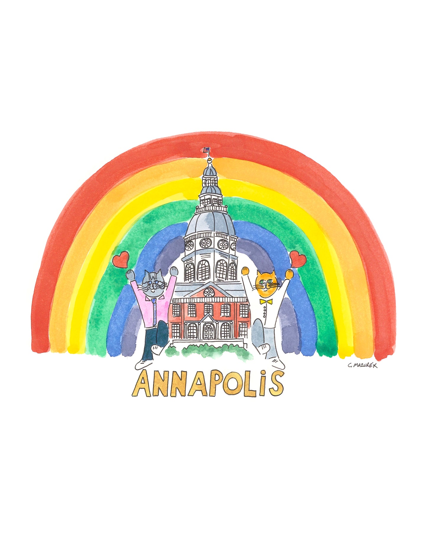 Shop Annapolis Cats Card - Rainbow Over the Maryland State House