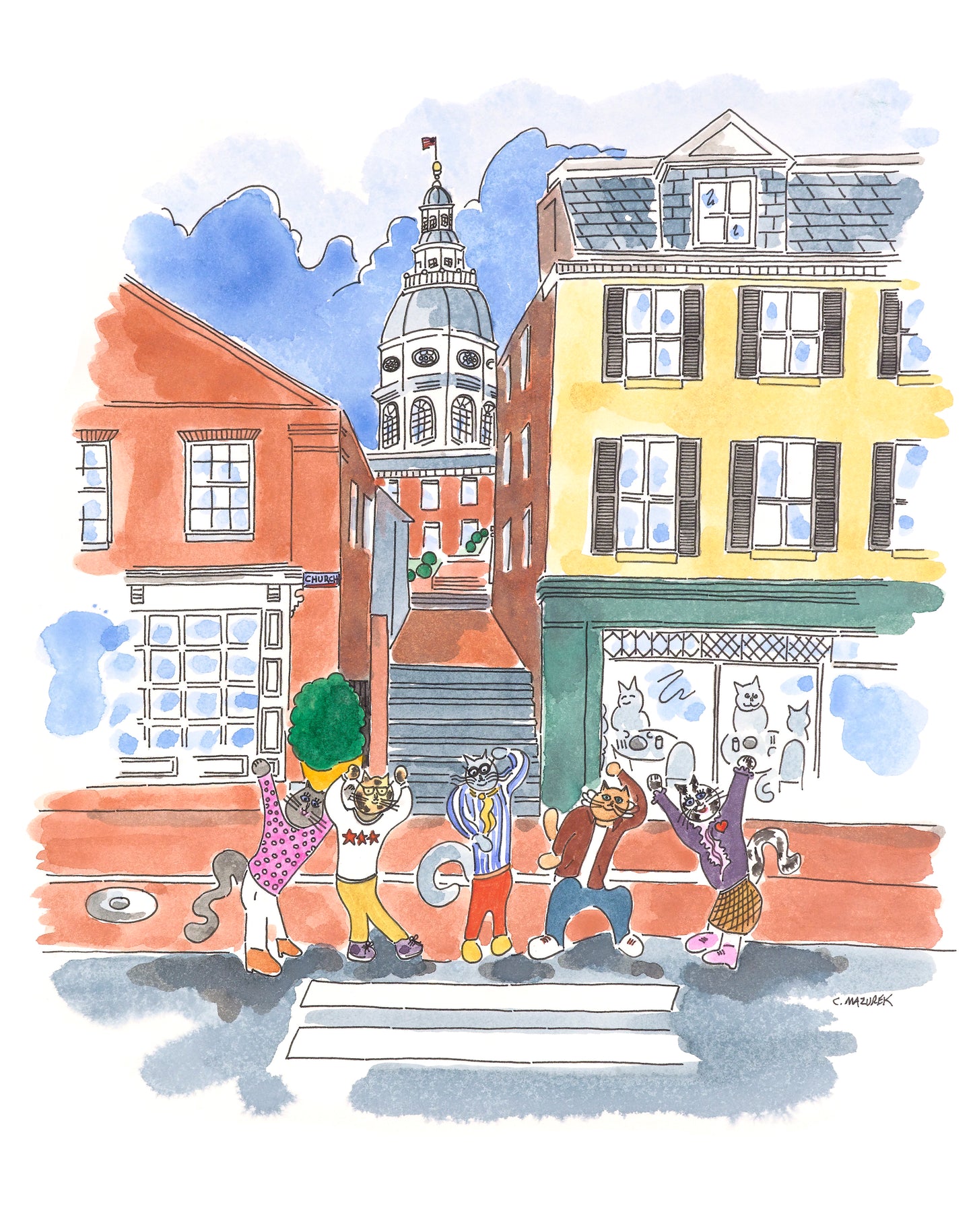 Shop Annapolis Cats Card - State House View (Copy)