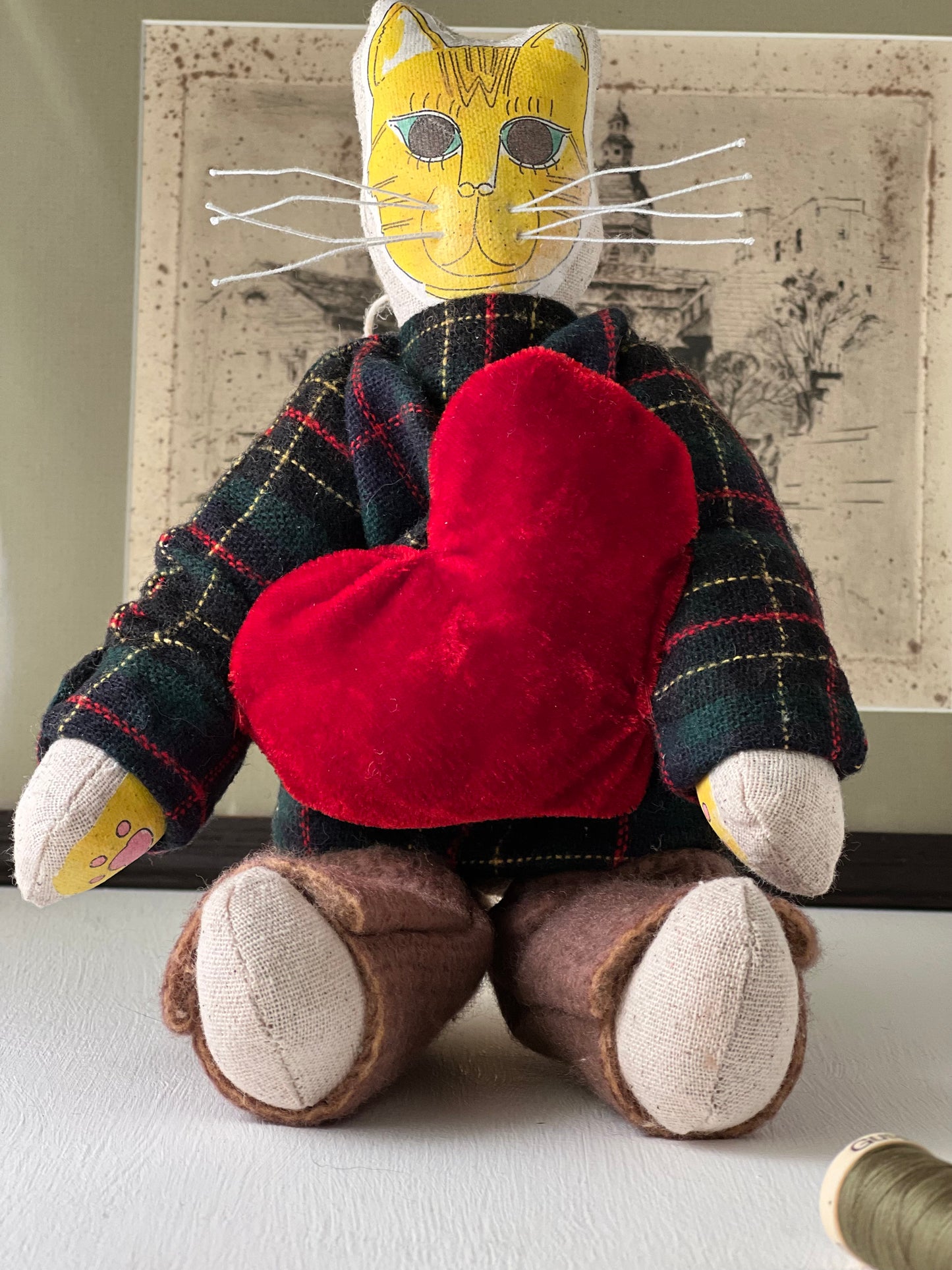 Thistle Handmade Cat Character with Heart