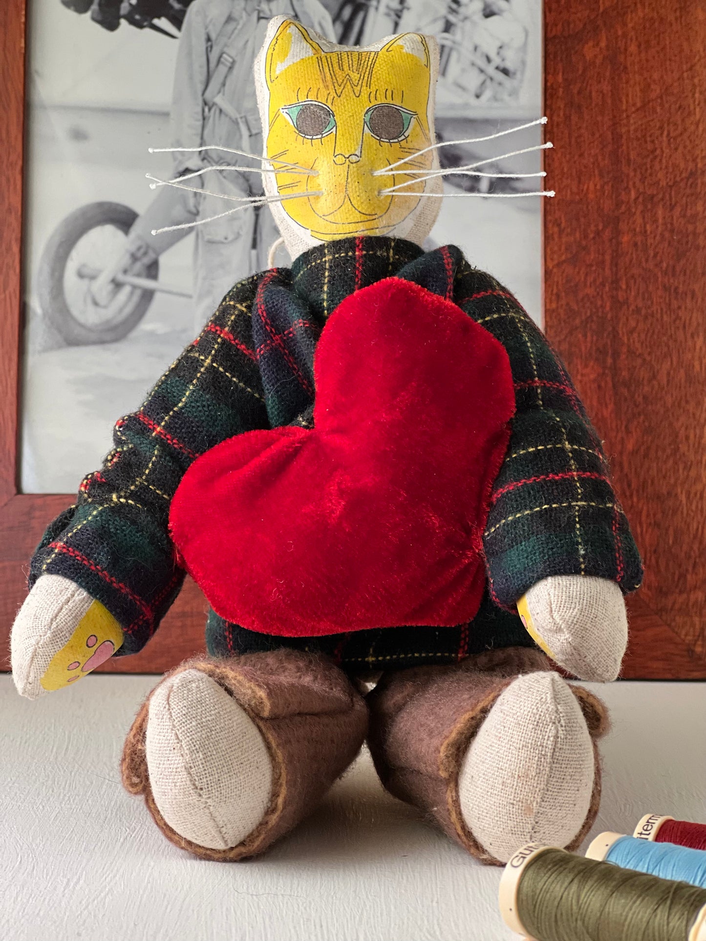 Thistle Handmade Cat Character with Heart