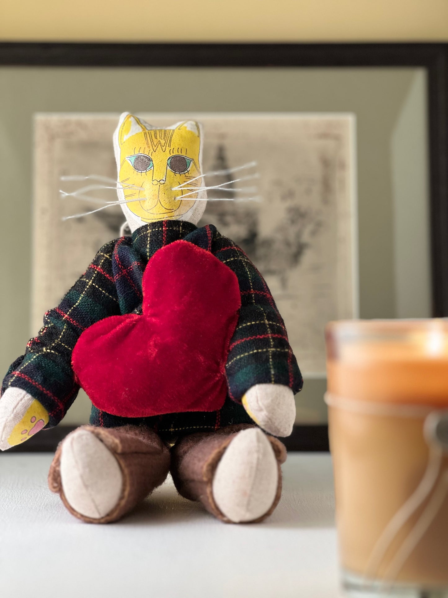 Thistle Handmade Cat Character with Heart